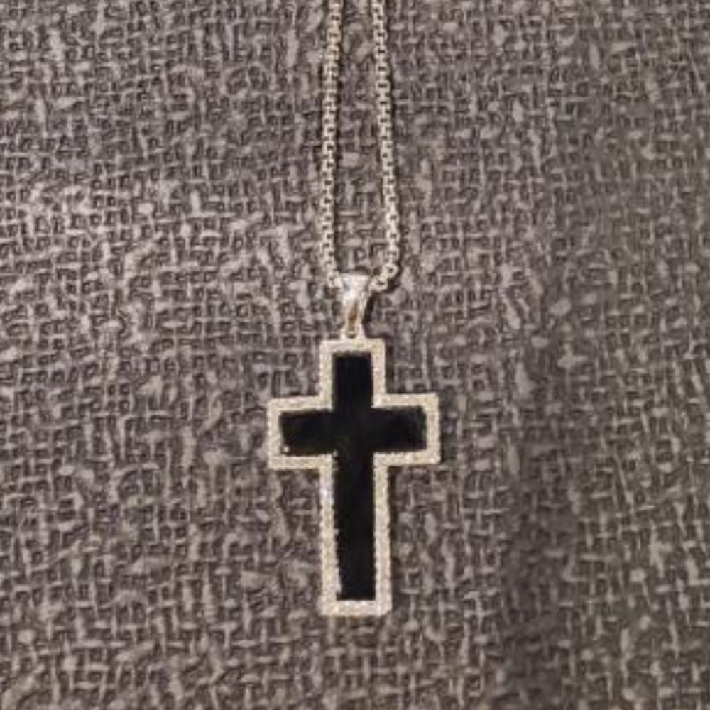 Silver chain with a diamond cross necklace for men.